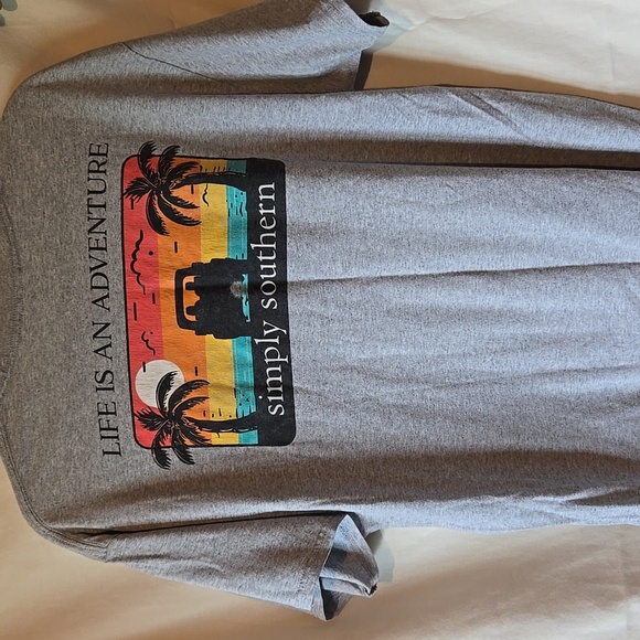 Simply Southern Gray Short Sleeve Tee with Crew Neck - Picture 2 of 5